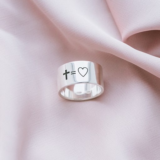 Серебряное кольцо с гравировкой "Моя вера - моя любовь!" 112143вер 3