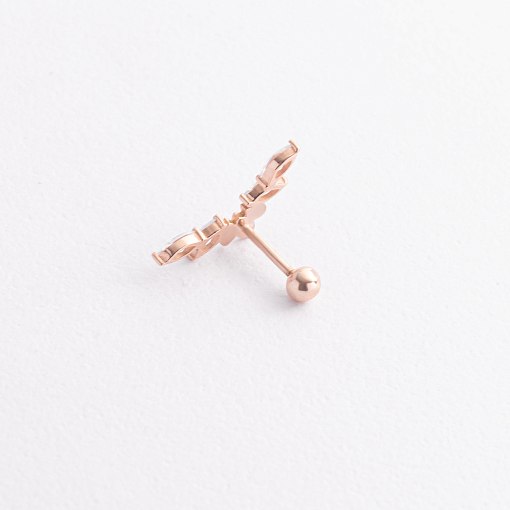 Одиночная золотая серьга для хеликса (фианиты) з40067ч 3