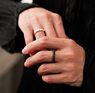 Золотое кольцо с черными бриллиантами кб0245sth №5