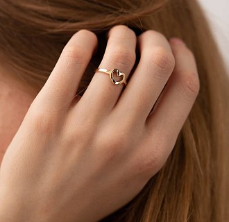 Кольцо "Сердечко" в желтом золоте к07411 №6