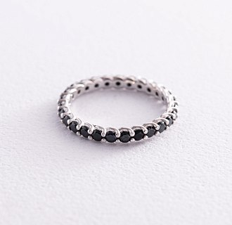 Серебряное кольцо с черными фианитами 1261 №3