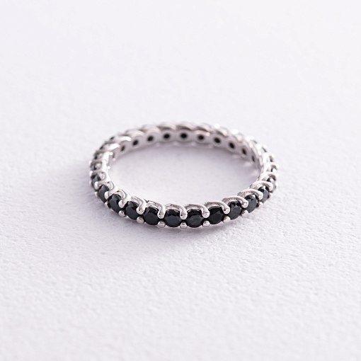 Серебряное кольцо с черными фианитами 1261 3