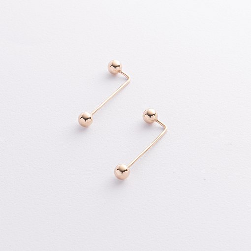 Серьги "Ophelia" с шариками (желтое золото) с09416 2