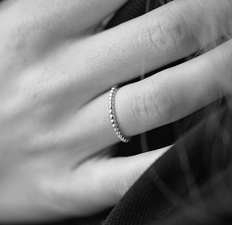 Шариковое кольцо "Одри" в белом золоте к07576 №11