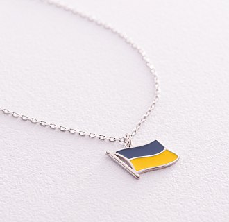 Колье "Флаг Украины" в серебре (синяя и желтая эмаль) 181237 №3