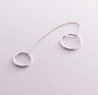 Серебряное двойное кольцо на цепочке 112626 №2
