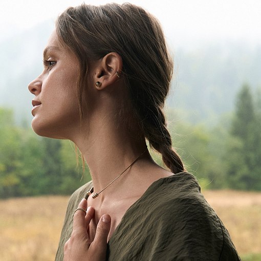 Серьги - пусеты "Шарики" в желтом золоте (0.7 см) с06892 23