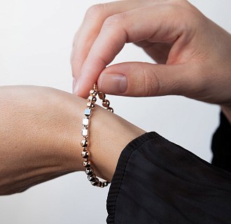 Золотой браслет "Кубики - шарики" б05104 №2