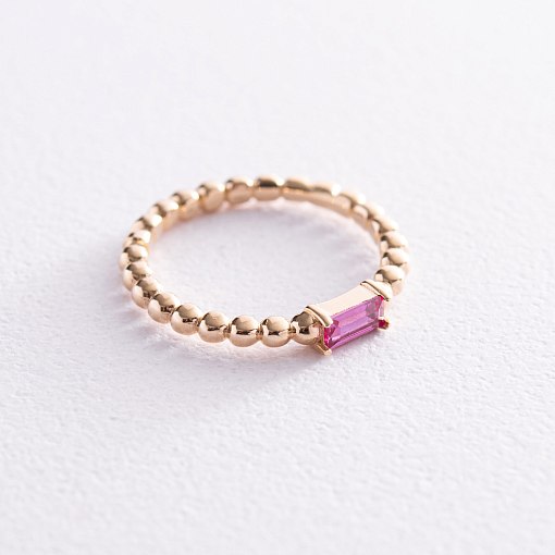 Золотое кольцо "Аннабель" с розовым фианитом к07181 5