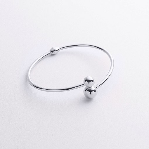 Жесткий браслет "Шарики" в белом золоте б05817 3