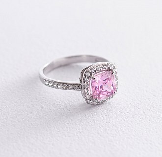Серебряное кольцо с белыми и розовыми фианитами 112583