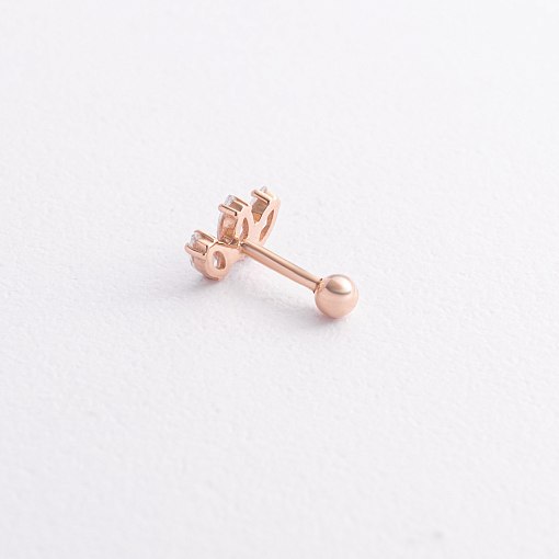 Одиночна золота сережка для хелікса (фіаніти) з40034к 3