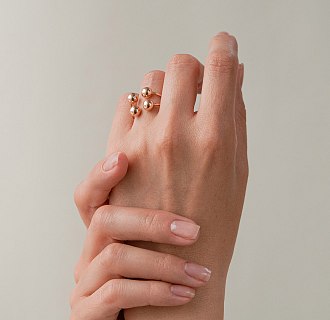 Кольцо "Шарики" в красном золоте к08281 №3