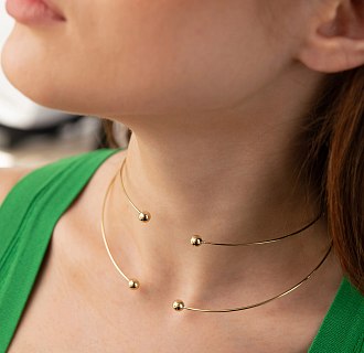 Колье - чокер "Demi" (желтое золото) с шариками кол02614 №10