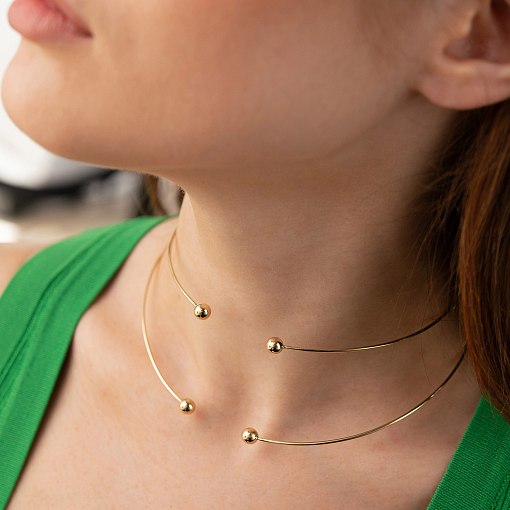 Колье - чокер "Demi" (желтое золото) с шариками кол02614 10