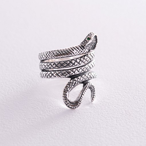 Серебряное кольцо "Змея" 112663 2