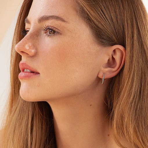 Сережки - кільця в білому золоті (кульки) с09044 4