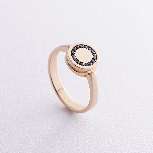 Золотое кольцо с черными бриллиантами 234543122