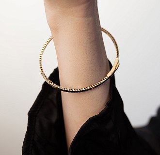 Жесткий браслет "Kylie" в желтом золоте б05543 №6