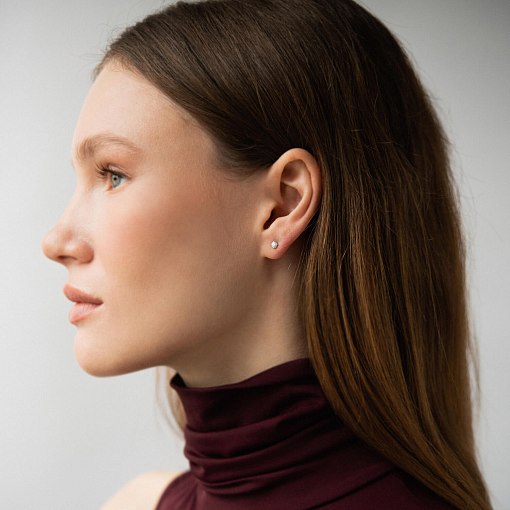 Золотые серьги - пусеты с бриллиантами сб0645у 2