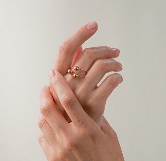 Кольцо "Шарики" в красном золоте к08262 №6