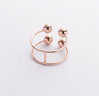 Двойное кольцо "Шарики" в красном золоте к08261 №3