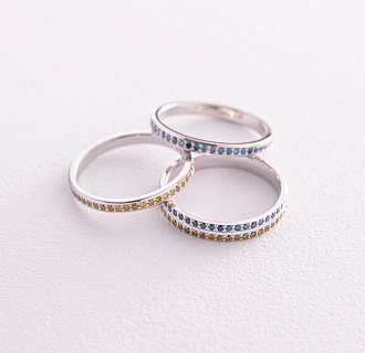 Золотое кольцо с голубыми бриллиантами 226991121 №11