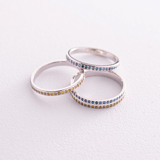 Золотое кольцо с голубыми бриллиантами 226991121 11