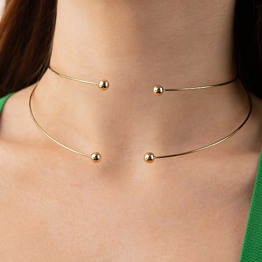 Колье - чокер "Demi" (желтое золото) с шариками кол02614 9