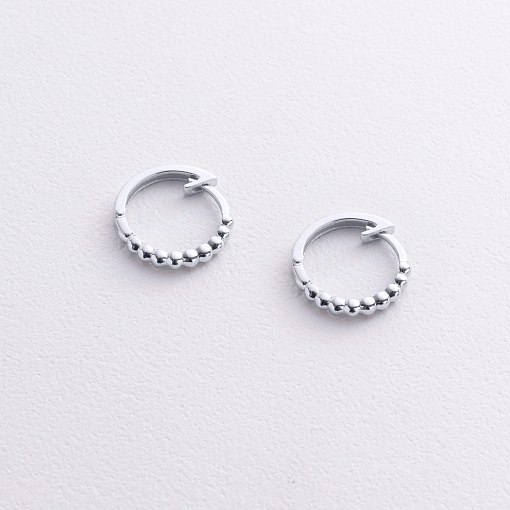 Сережки - кільця в білому золоті (кульки) с09044 3