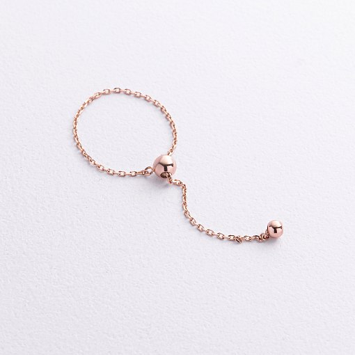 Кольцо "Шарик на цепочке" в красном золоте к08110