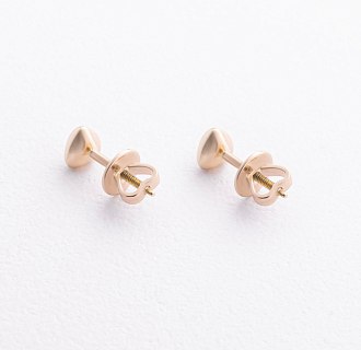 Серьги - пусеты "Сердечки" в желтом золоте с09656 №3