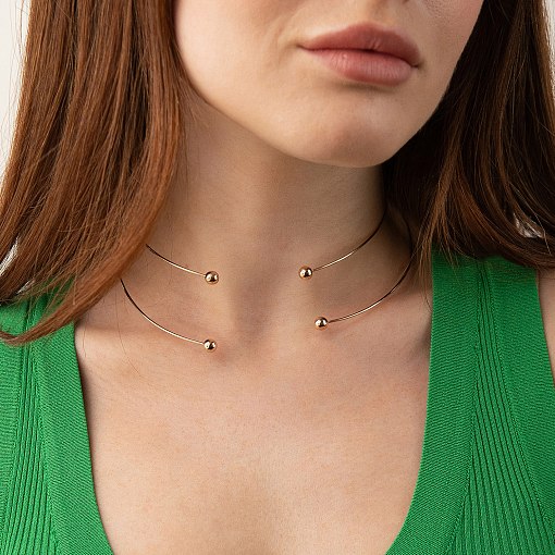 Колье - чокер "Demi" (красное золото) с шариками кол02602 2