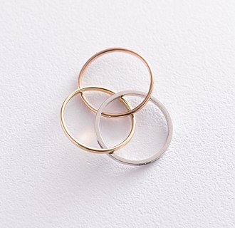 Кольцо из трех цветов золота с фианитами к06688 №2