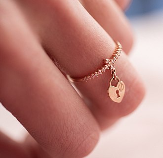 Золотое кольцо "Сердце" (фианиты) к04844 №2