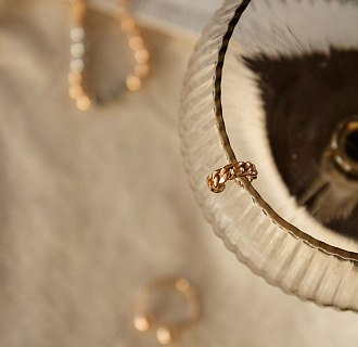 Серьга - каффа "Цепочка" в красном золоте с07912 №12