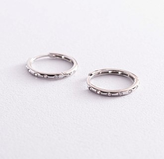 Серебряные серьги - кольца с фианитами 4907 №3