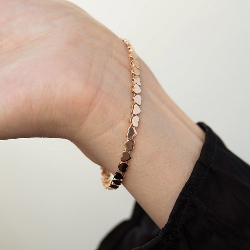 Браслет "Сердечки" в красном золоте б05782 6