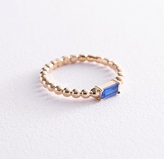 Золотое кольцо "Аннабель" с синим фианитом к07182 №3
