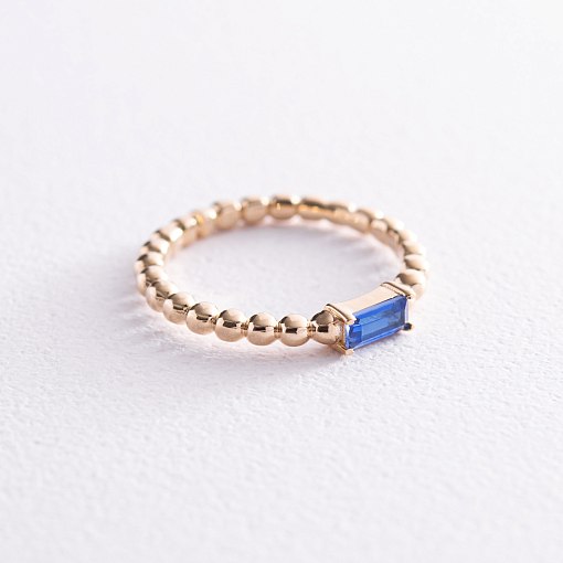 Золотое кольцо "Аннабель" с синим фианитом к07182 4