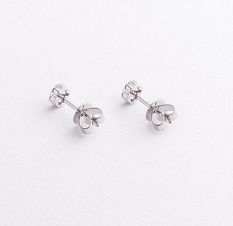 Золотые серьги - пусеты "Цветочки" с бриллиантами сб0669ca №3