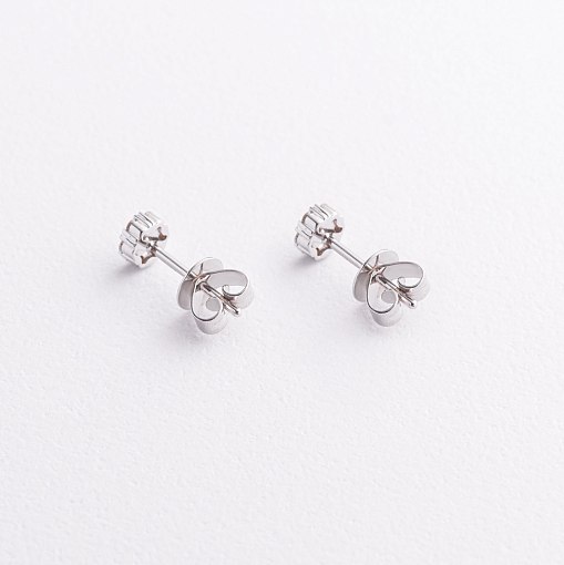 Золотые серьги - пусеты "Цветочки" с бриллиантами сб0669ca 3