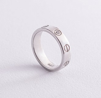 Серебряное кольцо "Love" с фианитами 112615