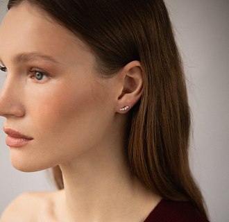 Золотые серьги - пусеты с бриллиантами сб0603м №4