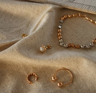 Золотой браслет "Кубики - шарики" б05104 №3