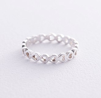 Серебряное кольцо "Сердечки" 112698 №4