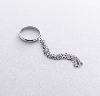 Кольцо с цепочками (белое золото) к07476