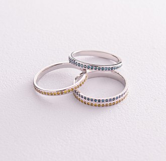 Золотое кольцо с голубыми бриллиантами 226991121 №6
