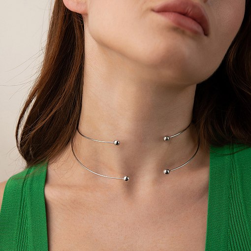 Колье - чокер "Demi" (белое золото) с шариками кол02617 5