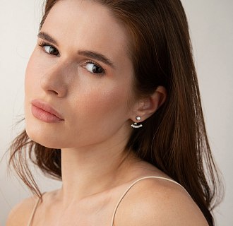 Сережки - джекети  в білому золоті (фіаніти) с09338 №6